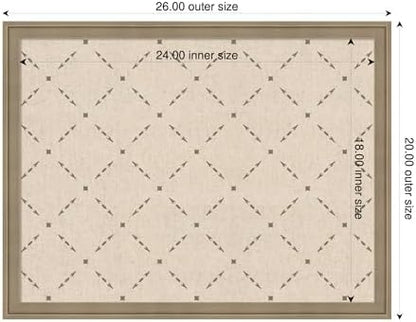 Kate and Laurel Framed Fabric Pinboard 26 x 20, Green Lattice Pattern Printed Linen Classic Bulletin Board for Use as a Vision Board or Wall Organization, Florence Light Brown Frame