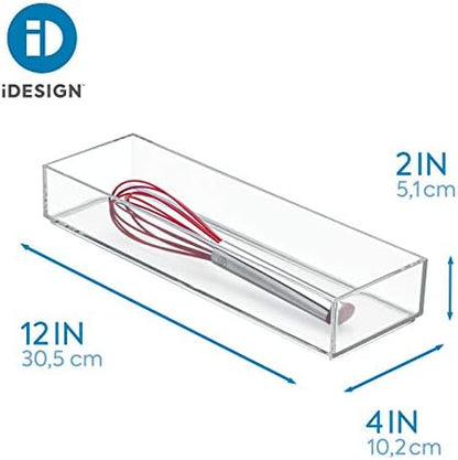 iDesign Plastic Drawer Organizer, 4" x 12" x 2", Clear