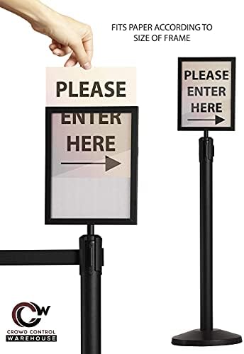 Crowd Control Warehouse Stanchion Post Top Sign Frame, 8.5 X 11 Inch