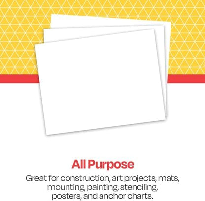 School Smart Railroad Poster Board Paper, 22 x 28 Inches, 4-Ply, White, Pack of 25