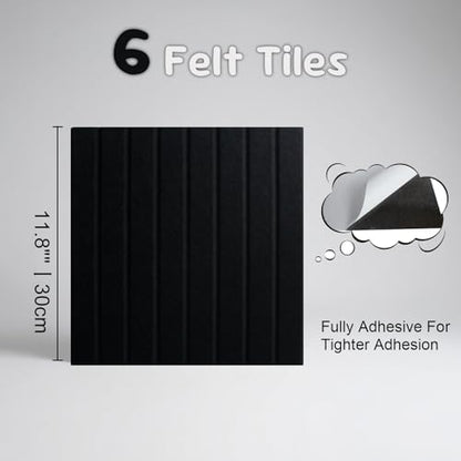 Large Felt Bulletin Board with Self-Adhesive | 6 Pack 36"x24" Cork Board Alternative | Notice Boards with 35 Pushpins, Secure and Easy to Install, Home Office Decor Classroom Decor - Black