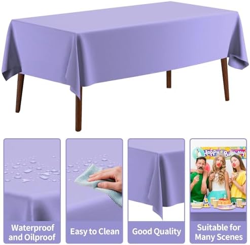 CXPSINC 54 Inch X 100 Feet Plastic Table Cover Roll Disposable Tablecloth with Slide Cutter for All Type/Shape Tables | Party, Banquet, Birthdays, Weddings(Purple, 100 Feet)