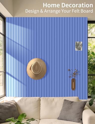 48" x 24" Cork Board Alternative, 8 Pack Felt Bulletin Board Tiles with 30 Adhesive Tabs Wall Push Pin Board for Office Classroom Bedroom Decor