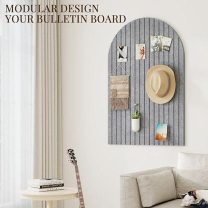 JBER Large Arched Felt Bulletin Board 36" x 24", 6 Pack, Light Gray