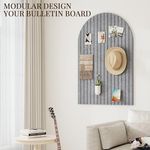 JBER Arched Cork Board Alternative 36" x 24", 6 Pack, Light Gray