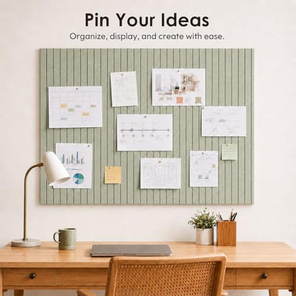 SIOLOC Ribbed Felt Bulletin Board Tiles, 12 Pack Sage Green Cork Board Alternative for Walls, Large Grooved Felt Wall Tiles, 47.2 x 35.4 in Large Pin Board for Office Classroom Dorm