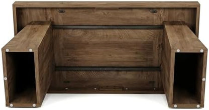 Tribesigns 55" Executive Desk, Wooden Office Desk with Double Pedestal, Modern Simple Computer Writing Table for Home Office, Light Brown