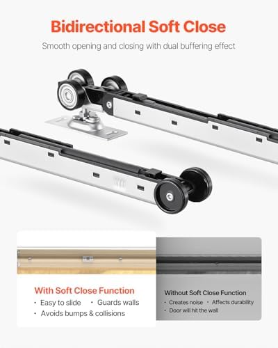 VEVOR Pocket Door Frame Kit, for 24-36 in Wide 80 in High Door, Pocket Door Kit with Two-Way Soft Close Mechanism, Slide Smoothly Quietly, Easy to Install, Wood and Galvanized Steel, for Living Room