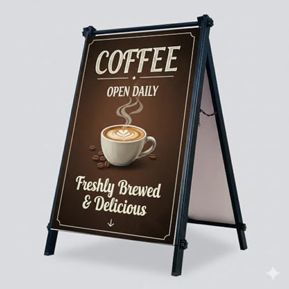 24”x36" Premium Heavy-Duty A-Frame Sign Stand – Holds 2 Insert Boards + 1 Hanging Sign | Weatherproof Sidewalk Sign Holder for Business, Real Estate, Restaurants & Events (STAND ONLY) (1)