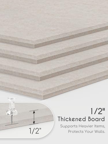 Thick Felt Pin Board Tiles 24 Pack, 11.8x11.8 Bulletin Board for Wall