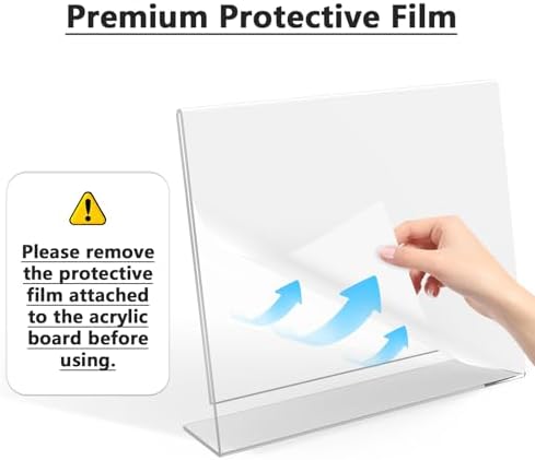 MaxGear Acrylic Sign Holder 8.5x11 Inches Horizontal 6 Pack, Slant Back