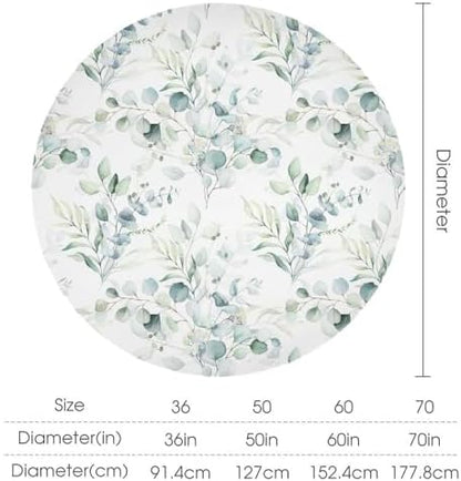 Green Eucalyptus Tablecloth, Watercolor Floral Spring Botanical Plants Herb Sage Print Table Cover for Home Kitchen Dining Table Party Camping Decor, 60x60in