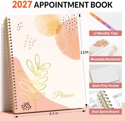 SUNEE 2027 Appointment Book, Quarter-Hourly, Weekly Monthly Planner, 8.5"x11",Pink Breeze