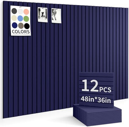 48" x 36" Cork Board Alternative, 12 Pack Felt Bulletin Board Tiles with 30 Adhesive Tabs Wall Push Pin Board for Office Classroom Bedroom Decor