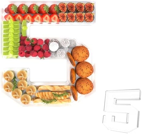 13.8" Acrylic Number Charcuterie Tray, Fillable Charcuterie Box (Number 5)