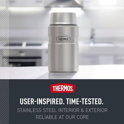 THERMOS Stainless King Food Jar with Bowl, 24oz, Matte Green