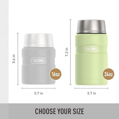 THERMOS Stainless King Food Jar with Bowl, 24oz, Matte Green