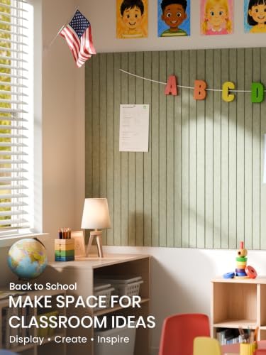Bumusty 48"x 36" Large Felt Bulletin Board Tiles, Sage