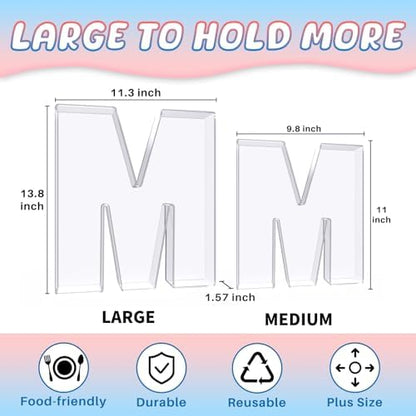 13.8" Extra Large Acrylic Letter Charcuterie Board Box, Reusable Fillable Letter Cake Candy Dish Display Serving Tray for Birthday Anniversary Party Decoration (M)