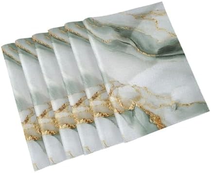 ALAZA White Marble Set of 6 Placemats Rectangle Table Mat for Dining Table Restaurant Kitchen Home Decor, 12" x 18"
