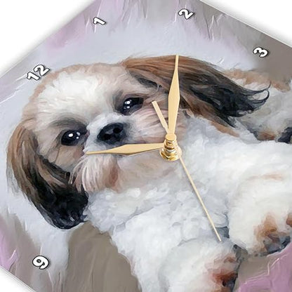 3dRose Wall Clock Silent - 13 inch - Shih Tzu Puppy - Dogs Shihtzu