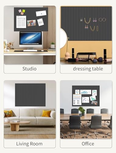 48" x 24" Cork Board Alternative, 8 Pack Felt Bulletin Board Tiles with 30 Adhesive Tabs Wall Push Pin Board for Office Classroom Bedroom Decor