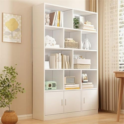 Closed Back Cabinet Wood Standard 9.5'' Wide Bookcase Bookshelf Storage Rack Multi-Layered Storage Shelf Cabinet Display Unit Integrated Against the Wall White 47.2" L x 9.4" W x 70.9" H