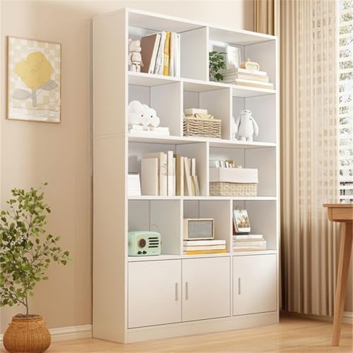 Closed Back Cabinet Wood Standard 9.5'' Wide Bookcase Bookshelf Storage Rack Multi-Layered Storage Shelf Cabinet Display Unit Integrated Against the Wall White 39.4" L x 9.4" W x 70.9" H