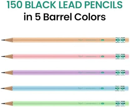 Taja 150 Pack Wood-Cased #2 HB Pencils, Bulk Pack Pre-Sharpened, Macaron