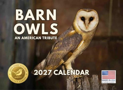 JJ Audubon Tribute Barn Owl Calendar 2027 Monthly Wall Calender 12 Month
