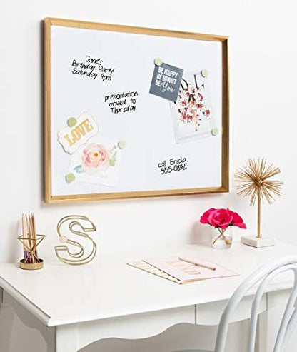 Kate and Laurel Calter Framed Magnetic Dry Erase Board, Gold 25.5x31.5