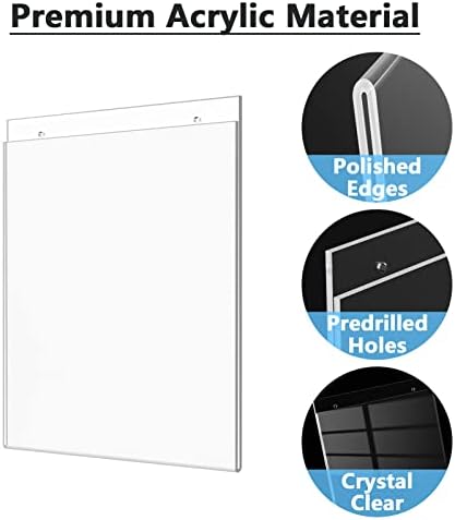 MaxGear Acrylic Wall Mount Sign Holder, 8.5 x 11 Vertical, 12 Pack