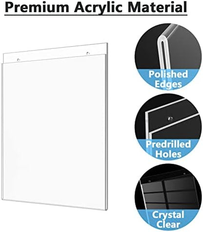 MaxGear Acrylic Wall Mount Sign Holder, 8.5 x 11 Vertical, 12 Pack