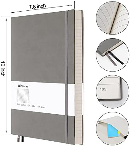 College Ruled Notebook B5, Total 376 Numbered Pages 7.6'' x 10''(GRAY)