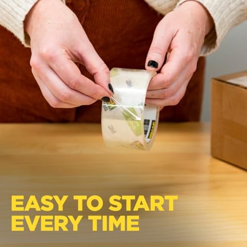 Scotch Sure Start Packing Tape, Clear, 1.88 in. x 54.6 yd., 8 Tape Rolls