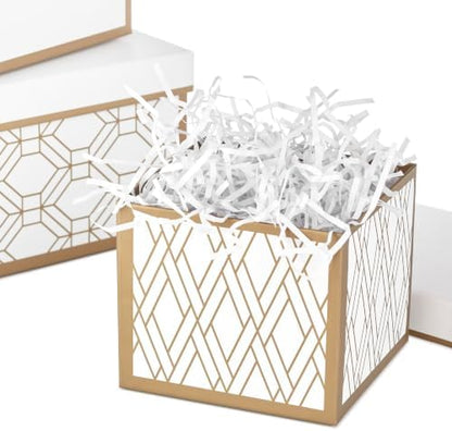 Hallmark Nesting Gift Boxes with Lids and Fill, 3-Pack (White and Gold)