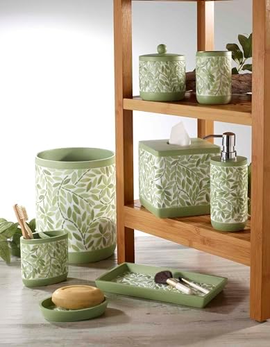 Avanti Linens - Bath Set, 2pc Countertop Accessories, Resin Toothbrush Holder & Lotion Pump (Stratford Collection, Green)