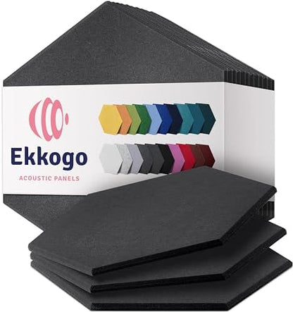 Acoustic Panels 12-Pack Soundproof Wall Panels 14"X12.1"X0.4" Sound Panels High Density Sound Dampening Panels - [Dark Gray Hexagon]