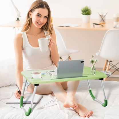 Lap Desk Bed Trays for Eating and Laptops Breakfast in Bed Tray for Sofa/Couch/Study/Reading/Writing with Cup Holder/Drawer On Low Sitting Floor Large Portable Foldable (Green)