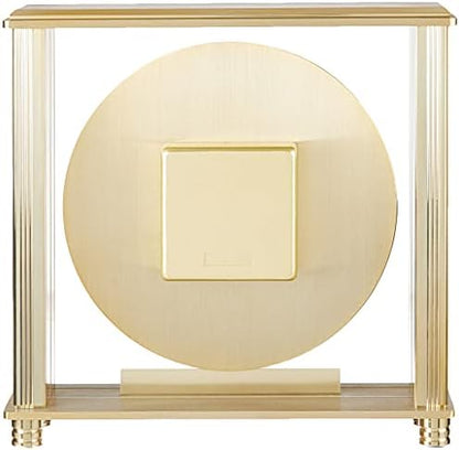 Bulova B1700 Grand Prix Table Clock | Brass MetalFinish | Glass Enclosure with Two-Tone Metal Dial | Quiet Sweep | Elegant Desktop Timepiece for Offices & Collectors
