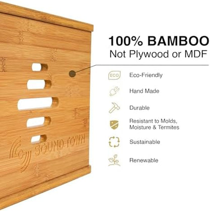 Sound Town DIY Solid Carbonized Bamboo Slanted 20U Studio Rack (12U Top + 8U Lower), with 2U Bottom Storage, Slide-Out Tray, Caster, For Recording Room, Home Studio (STBR-ST20T)