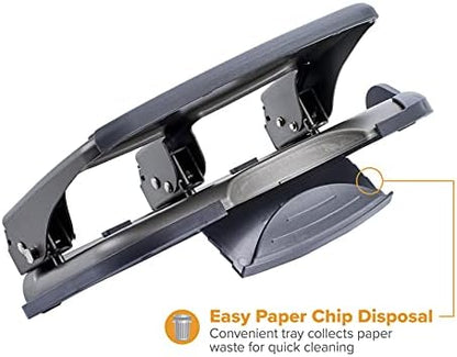 Bostitch EZ Squeeze Heavy Duty 3 Hole Punch, 40 Sheet Capacity, Gray