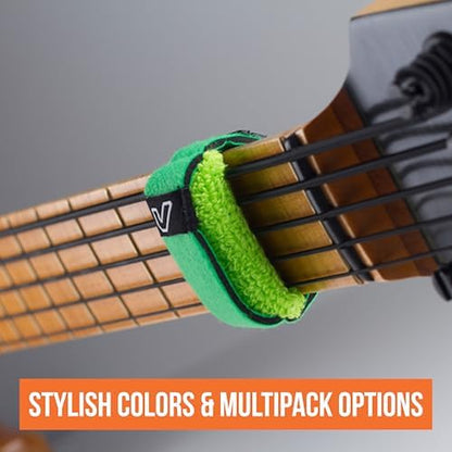 Gruv Gear Fret Wrap & Guitar Mute, Fretwrap for Acoustic, Electric & Bass | String Dampener Recording, Tapping & Practice Accessory (3 Pack, Medium Green, Fits 5 String Bass, 7 String Guitar)