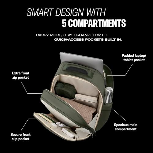 Samsonite Paralux Everyday Backpack - Laptop & Tablet Backpack with 5 Compartments, Removable TecKit™ Pouch, Microsuede Trim, Water Bottle Pockets - Work, Commute & Travel Bag - Stone Grey