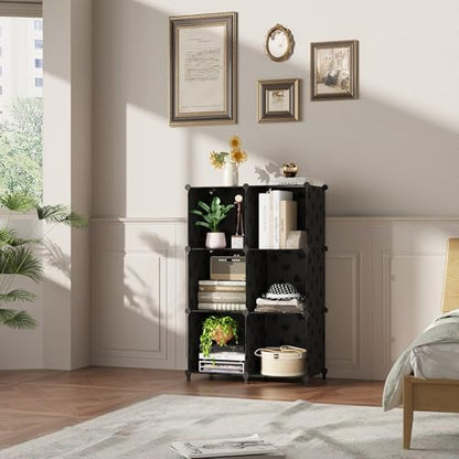 UNKU 6 Cube Storage Organizer, Closet Organizer Storage Shelves, Black
