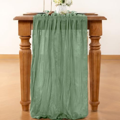 Sage Cheesecloth Table Runner Fall Boho Wedding Birthday Home Decor