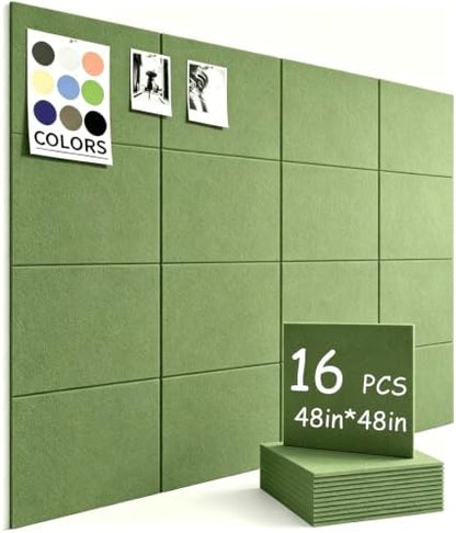 48" x 48" Cork Board Alternative, 16 Pack Felt Bulletin Board Tiles with 30 Adhesive Tabs Wall Push Pin Board for Office Classroom Bedroom Decor