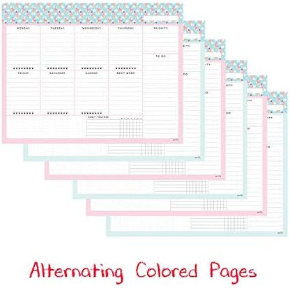 Undated Desk Planner Pad - 52 Pages Weekly Notepad with To Do List and Habit Tracker | Weekly Desk Pad Tear Off for Organization (Ice Cream)