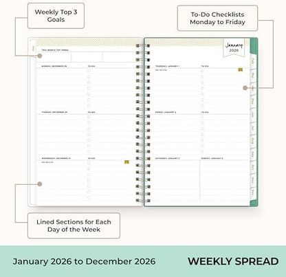 Blue Sky Day Designer 2026 Weekly & Monthly Planner, 5"x8", Peyton White