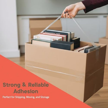 Clear Packing Tape Heavy Duty 48 Rolls, 1.7mil Thickness, Strong Adhesive for Shipping, Moving & Packaging, 1.88" Wide x 60 Yards Per Roll, Smooth Unroll, Clear Finish, Fits Standard Dispensers